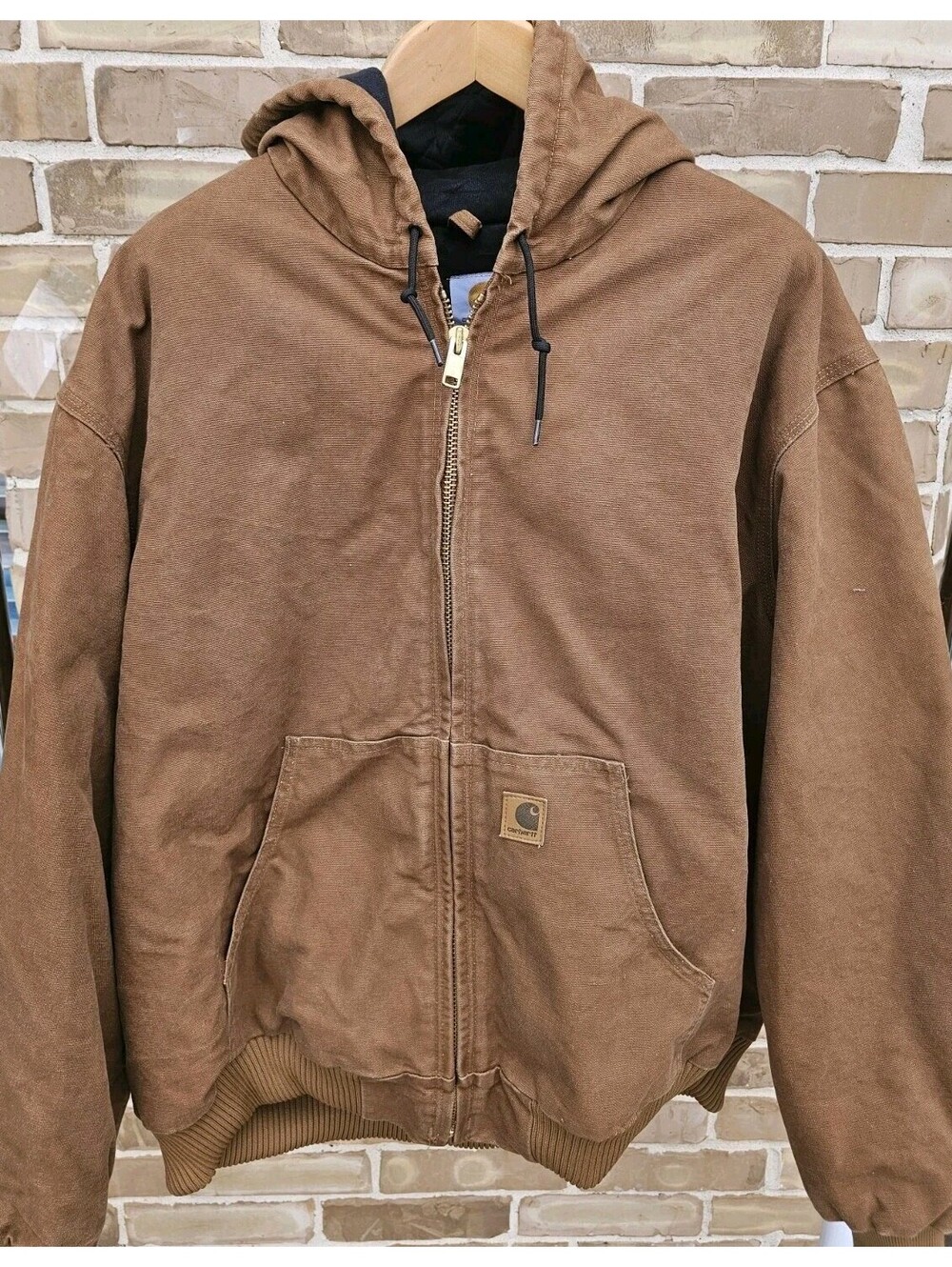 Carhartt Brown Hooded Full Zip Jacket Quilted Lined Mens 3XL J130 BRN XXL